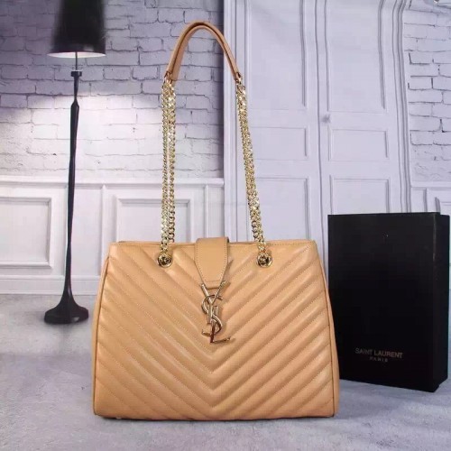 YSL Saint Laurent Monogram Shopping Bag Apricot