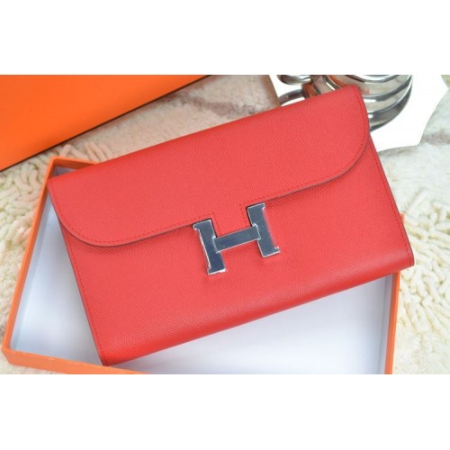 Hermes H Wallet Red Silver