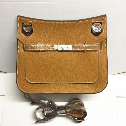 Hermes Jypsiere 28cm Crossbody Bag Brown Silver