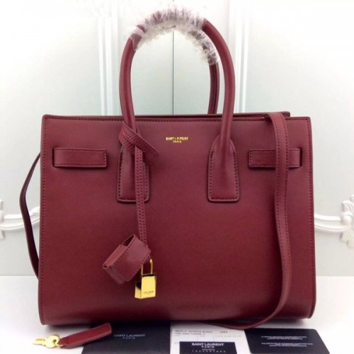 YSL Wine Downtown Tote Cow Leather Bags