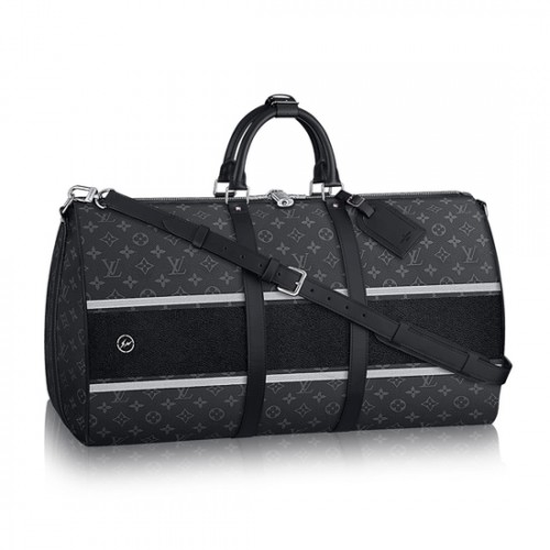 Louis Vuitton M43414 Keepall 55 Bandouliere Duffel Bag Monogram Eclipse Canvas