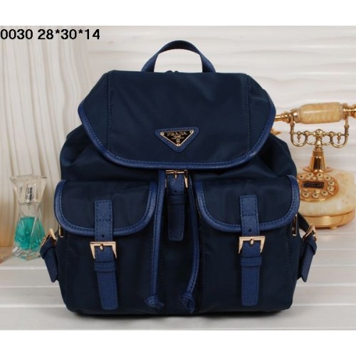 Prada Backpack 0030 Navy Blue Satchel