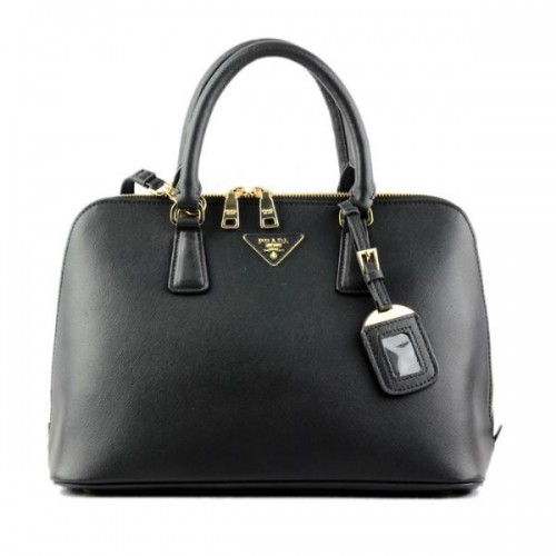 Prada 0812 black cross pattern tote bag