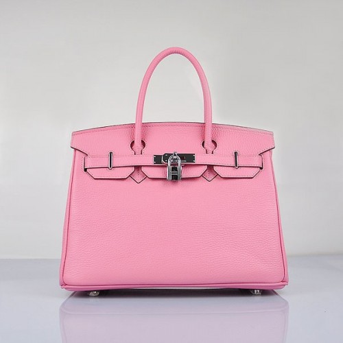 Hermes Birkin 30cm Togo Leather Handbags Cherry Pink Silver