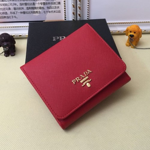 Prada 1M0176 Wallets Saffiano Leather in Red