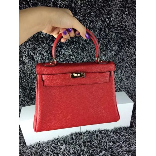 Hermes Kelly 25cm Togo Leather Red Gold