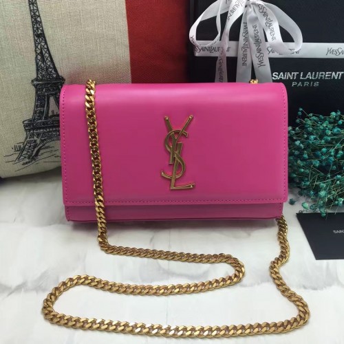 YSL Smooth Leather Chain Bag 22cm Rose