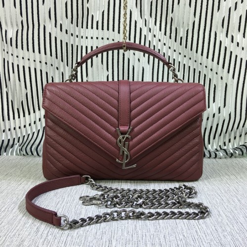 Saint Laurent Large Top Handle Chain Bag Dark Red 32cm