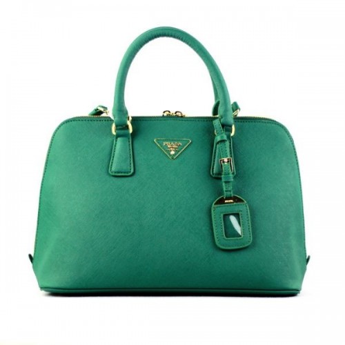 Prada 0812 dark green cross pattern tote bag