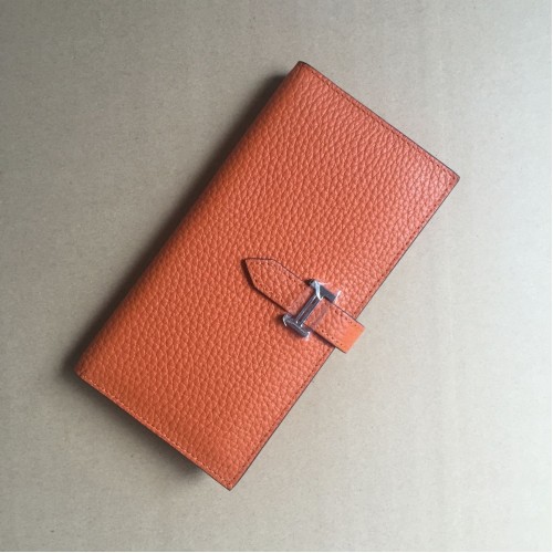 Hermes calf leather Wallet H005 in orange