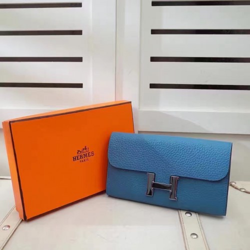 Hermes Constance Wallet Togo Leather Blue