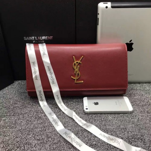 YSL Saint Laurent Clutch 27cm Smooth Leather Burgundy