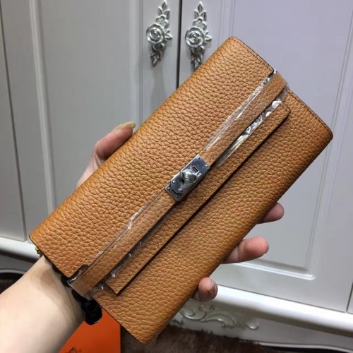 Hermes Kelly Wallet Togo Leather Camel