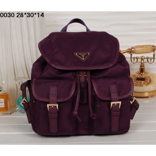 Prada Backpack 0030 Purple Satchel