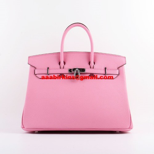 Hermes Birkin 35cm Togo leather Handbags Cherry Pink Silver