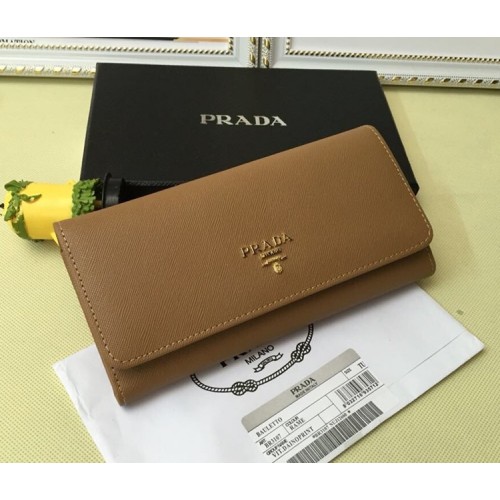 Prada 1M1132 Wallet Saffiano Leather Brown