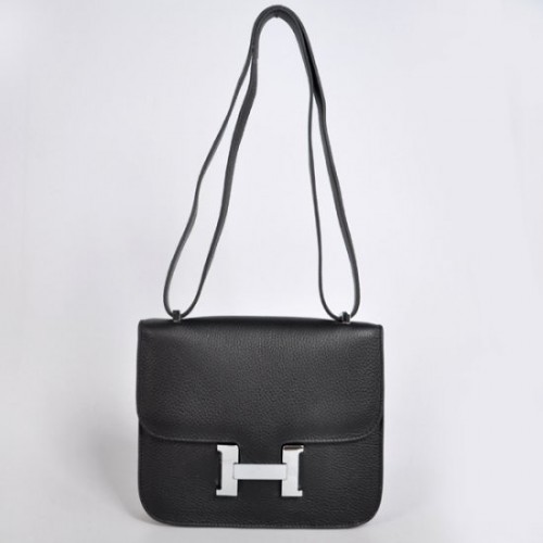 Hermes Constance Bag 23cm Togo Leather Black Silver