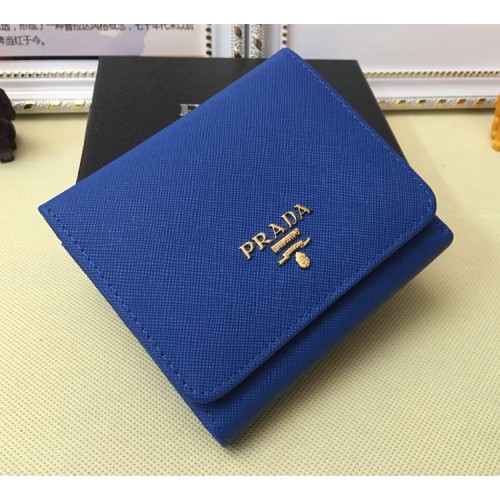 Prada 1M0176 Wallets Saffiano Leather in Blue