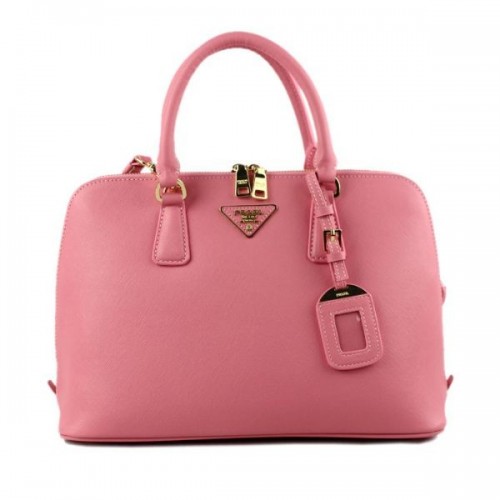 Prada 0812 pink cross pattern tote bag