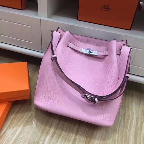 Hermes So Kelly 28cm Togo Leather Shoulder Bag Pink Silver