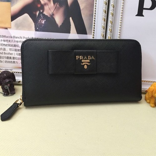 Prada Zip Around Wallet L0506 Black