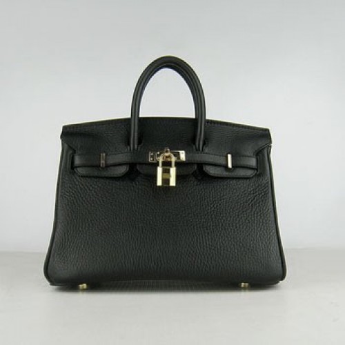 Hermes Birkin 25cm Handbag 6068 black golden