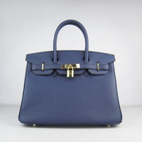 Hermes Birkin 30cm Togo leather Handbags dark blue golden