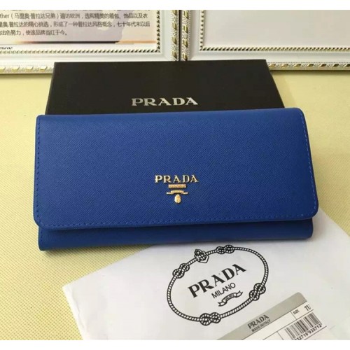 Prada 1M1132 Wallet Saffiano Leather Blue