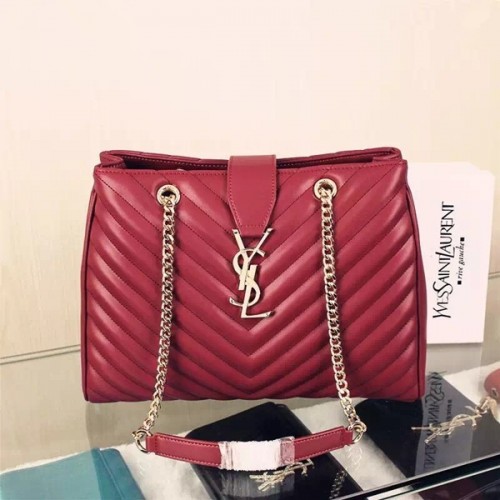 YSL Saint Laurent Monogram Shopping Bag Burgundy