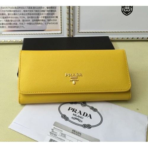 Prada 1M1132 Wallet Saffiano Leather Yellow