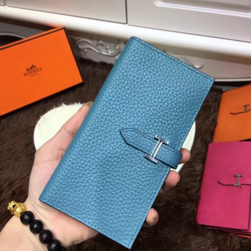 Hermes Bearn Wallet Togo Leather H005 Blue