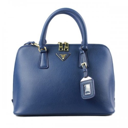 Prada 0812 dark blue cross pattern tote bag