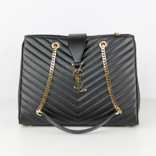 YSL Saint Laurent Monogram Shopping Bag Black