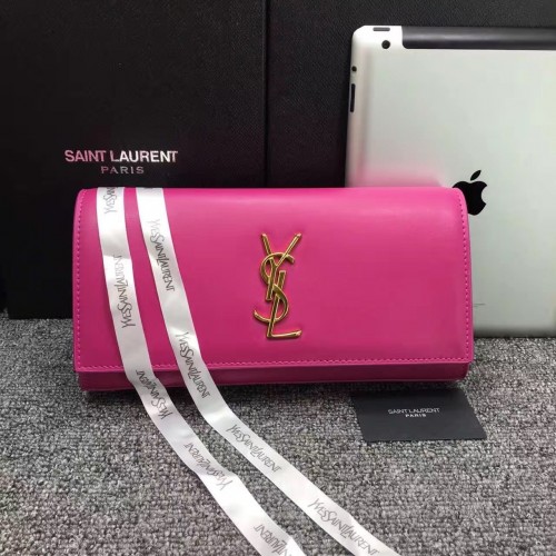 YSL Saint Laurent Clutch 27cm Smooth Leather Rose