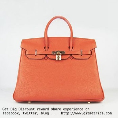 Hermes Birkin 35cm Togo leather Handbags orange golden