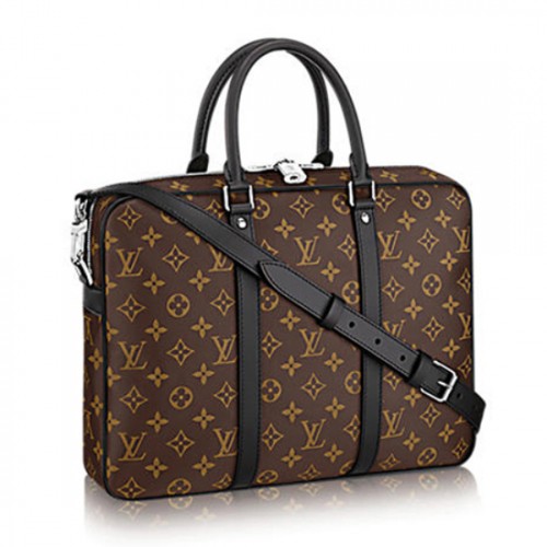 Louis Vuitton M52005 Porte-Documents Voyage PM Briefcase Monogram Macassar Canvas