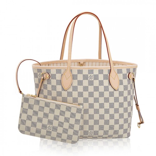 Louis Vuitton N41362 Neverfull PM Shoulder Bag Damier Azur Canvas