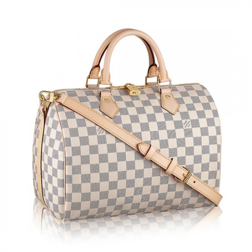 Louis Vuitton N41373 Speedy Bandouliere 30 Tote Bag Damier Azur Canvas