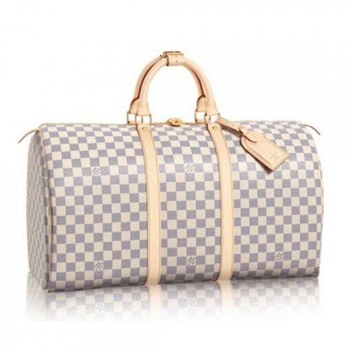 Louis Vuitton N41430 Keepall 50 Duffel Bag Damier Azur Canvas