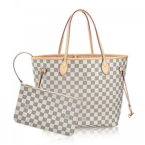 Louis Vuitton N41605 Neverfull MM Shoulder Bag Damier Azur Canvas