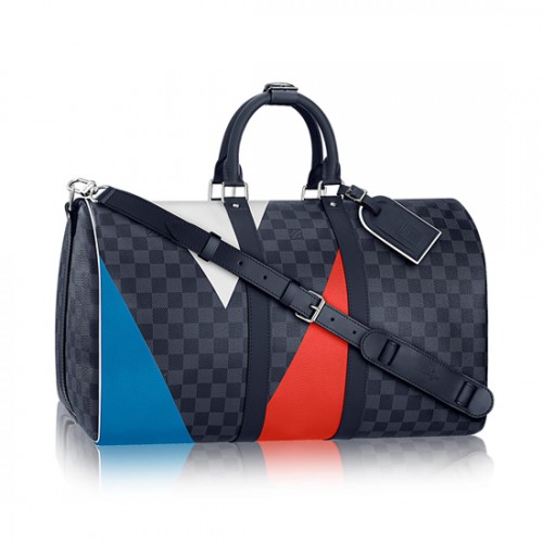 Louis Vuitton N41617 Keepall Bandouliere 45 Duffel Bag Damier Cobalt Canvas