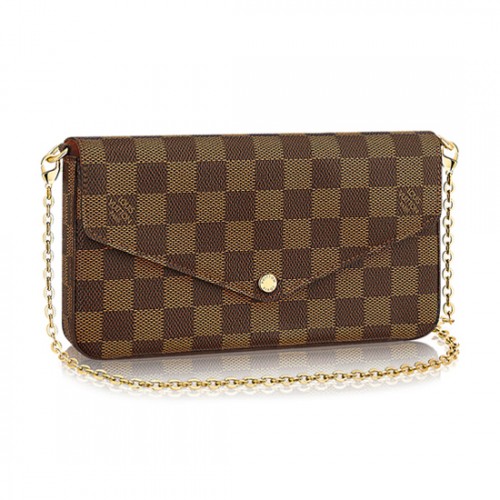 Louis Vuitton N63032 Pochette Felicie Chain Wallet Damier Ebene Canvas