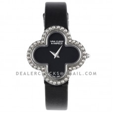 Alhambra Watch 30.2mm Black Dial in Steel on Black Strap Alhambra Watch 30.2mm Black Dial in Steel on Black Strap