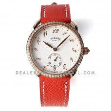 Arceau Petite White Dial in Rose Gold on Orange Epsom Leather Strap