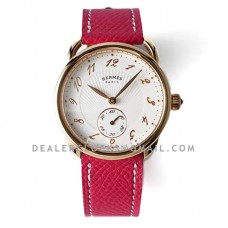 Arceau Petite White Dial in Rose Gold on Pink Epsom Leather Strap