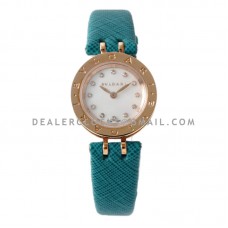 B.Zero MOP Dial in Rose Gold on Cyan Leather Strap