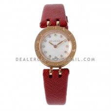 B.Zero MOP Dial in Rose Gold on Red Leather Strap