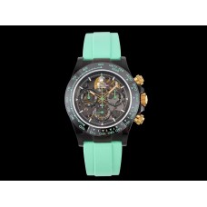 Blaken Daytona Skeleton Dial in PVD on Avocado Green Rubber Strap Blaken Daytona Skeleton Dial in PVD on Avocado Green Rubber Strap