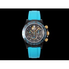 Blaken Daytona Skeleton Dial in PVD on Cyan Rubber Strap Blaken Daytona Skeleton Dial in PVD on Cyan Rubber Strap