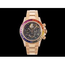 Blaken Daytona Skeleton Dial with Rainbow Diamond Bezel in Rose Gold Blaken Daytona Skeleton Dial with Rainbow Diamond Bezel in Rose Gold